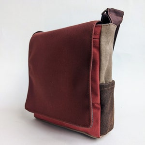 Sac à bandoulière marron végétalien, sac messager unisexe, joli sac à main en toile, sac à bandoulière de tous les jours, sac pour homme, sac pour tablette, sac à bandoulière urbain croisé