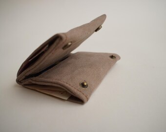 Vegan dril  sand Wallet, Small Pocket Wallets, Unisex Wallets, Bi fold Wallet, Vegan Gifts Idea, Minimalist Wallets, Credit Card Holder