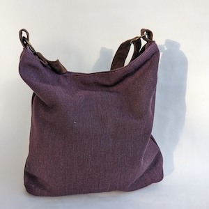 Purple Canvas Hobo Bag, Vegan Everyday Shoulder Bag