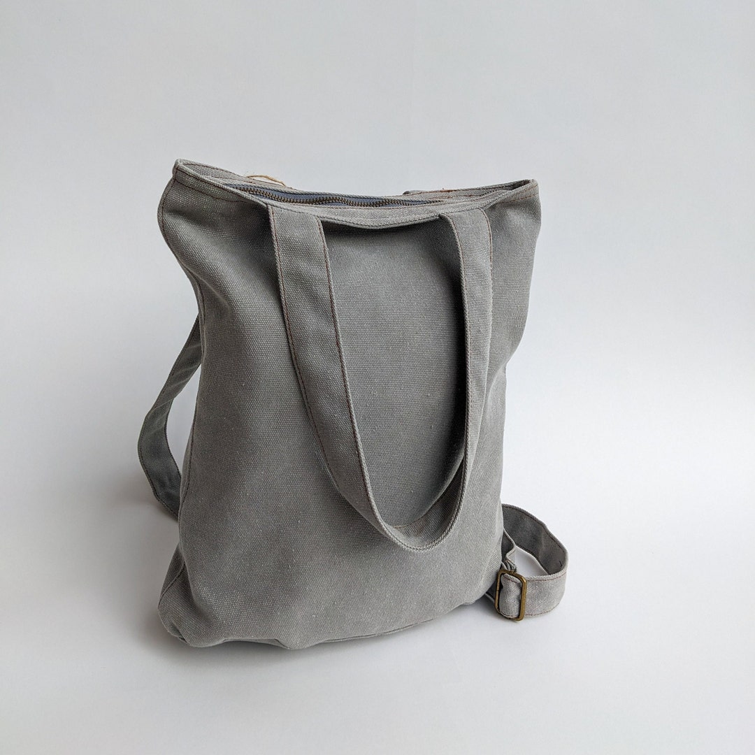 Grey Backpack Purse, Everyday Backpack, Vegan Backpacks, Canvas ...
