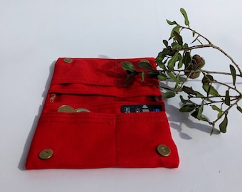 Red Canvas Wallet, Women's Vegan Wallet, Thin Cute Wallet, Gifts For Wife, Vegan Clutch Wallet