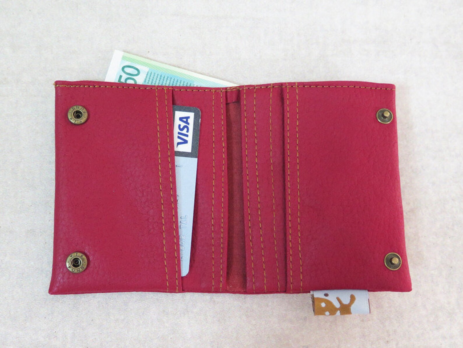 Red Vegan Wallet Small Pocket Wallets Unisex Wallets Bi Etsy