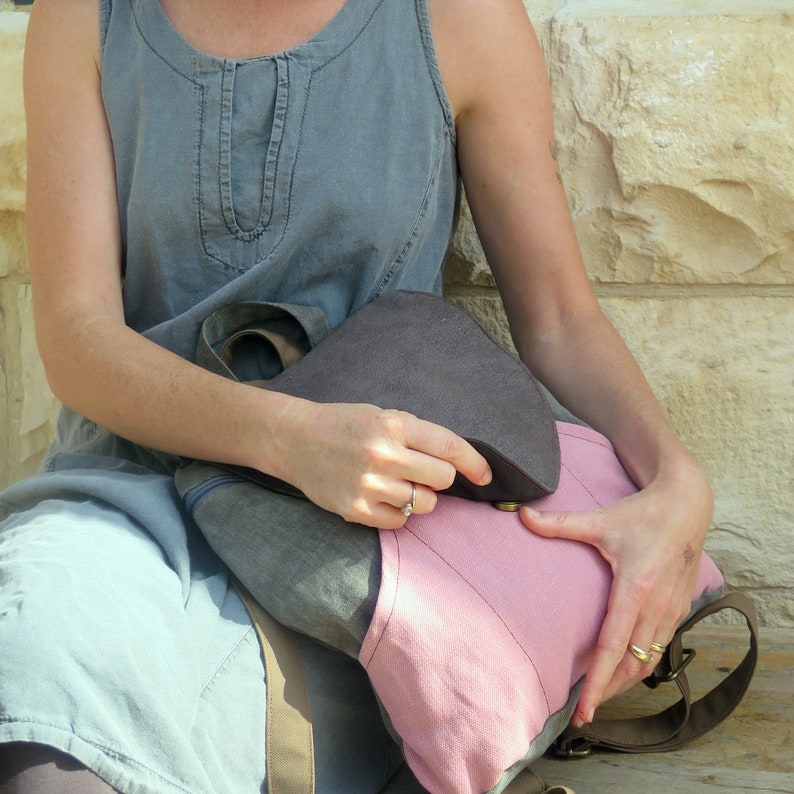 Pink Canvas Backpack Purse Backpack For Women Cute Vegan Etsy