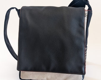 Small Black Messenger Bag, Unisex Purse Bag, Vegan Eco Friendly Shoulder Bags, Gifts For Men and women, Canvas Cross Body Purse