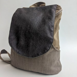 Brown Gray Canvas Bag, Vegan Backpack, Lightweight Urban Rucksack, Cool Backpack, Satchel Backpack, Laptop Rucksack, Unisex Vegan Bags image 2