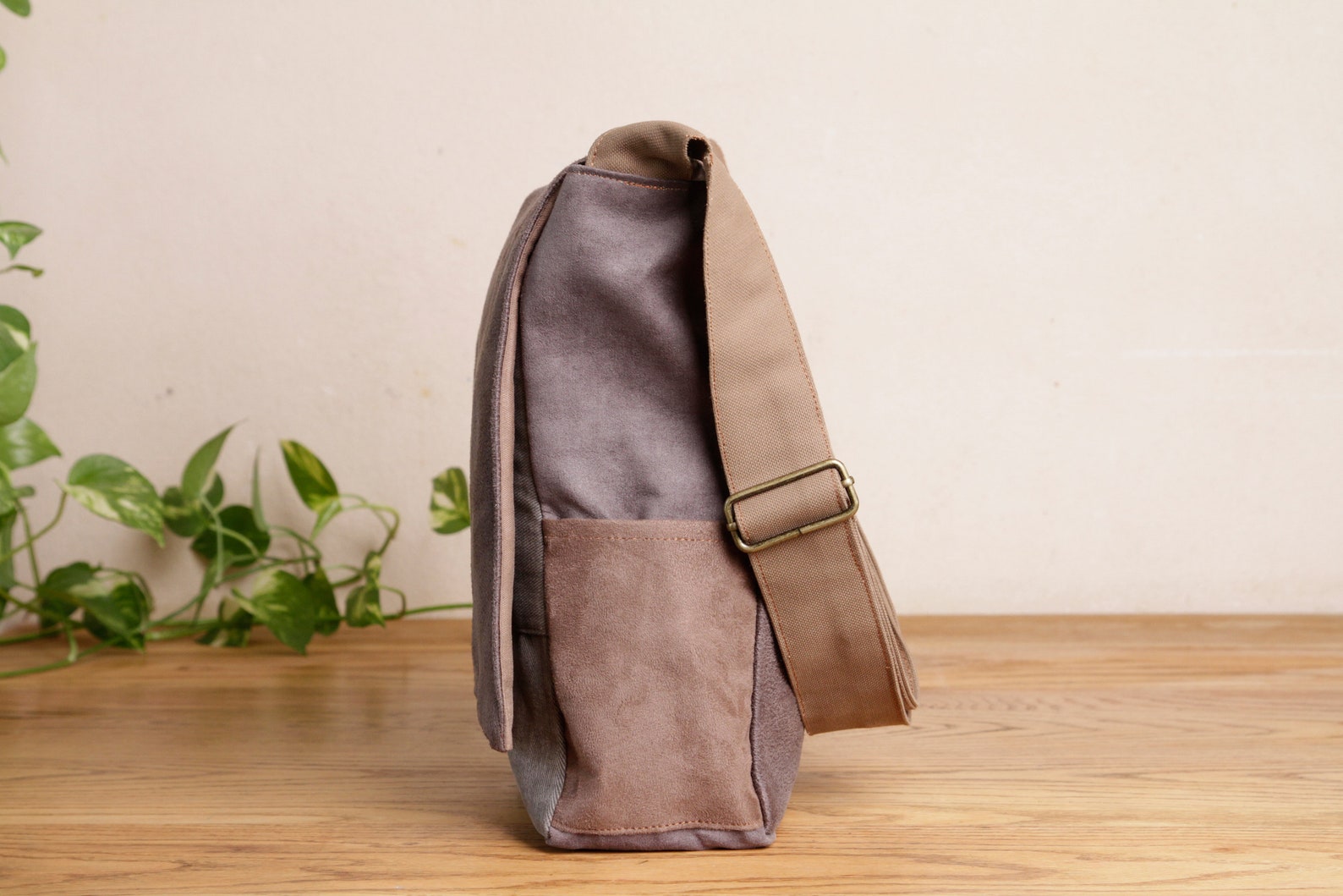 Gray Vegan Crossbody Bag Everyday Canvas Shoulder Bag Custom Etsy