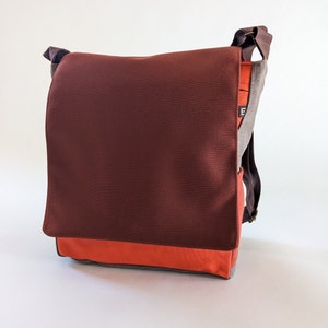 Canvas Messenger Bag, Brown Red Handmade Crossbody Bag, Casual Unisex Bags, Eco Friendly Bags, Boho Shoulder Purse