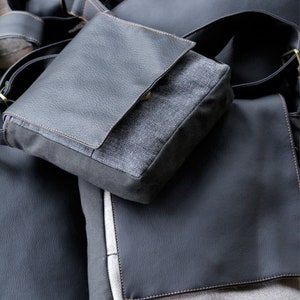 Bolso bandolera negro y gris, bolso pequeño de lona y cuero vegano, regalos para hombres, bolsos unisex de todos los días