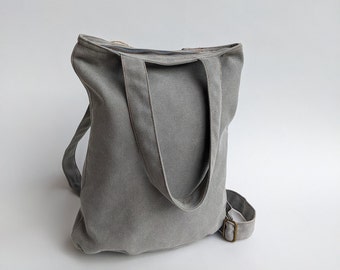 Women Large Canvas Fabric VEGAN Backpack, Sustainable Student Zipper Backpack, Laptop Slim Sack Backpacks, Eco Friendly Handmade Bags