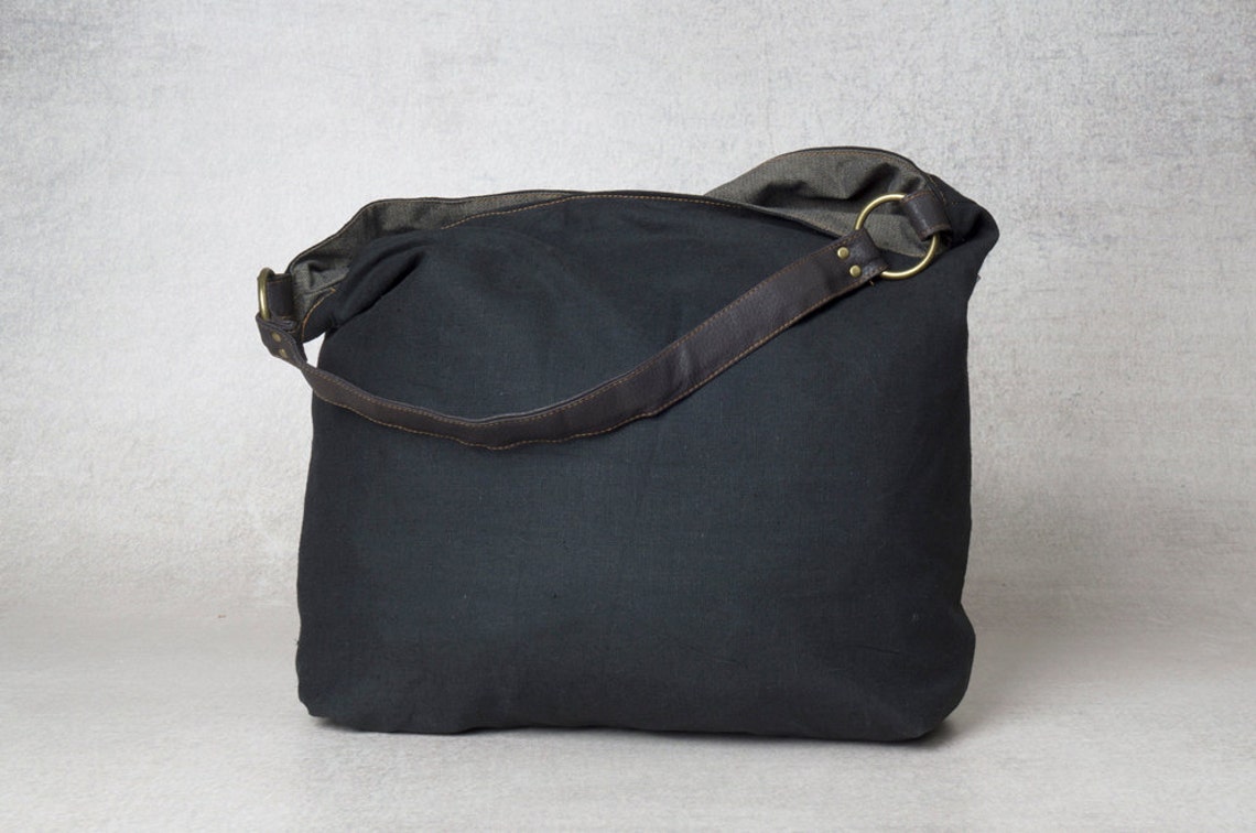 Black Hobo Bags Vegan Shoulder Bag Slouchy Purse Fabric | Etsy