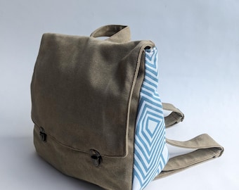 Mochila escolar vegana de algodón verde