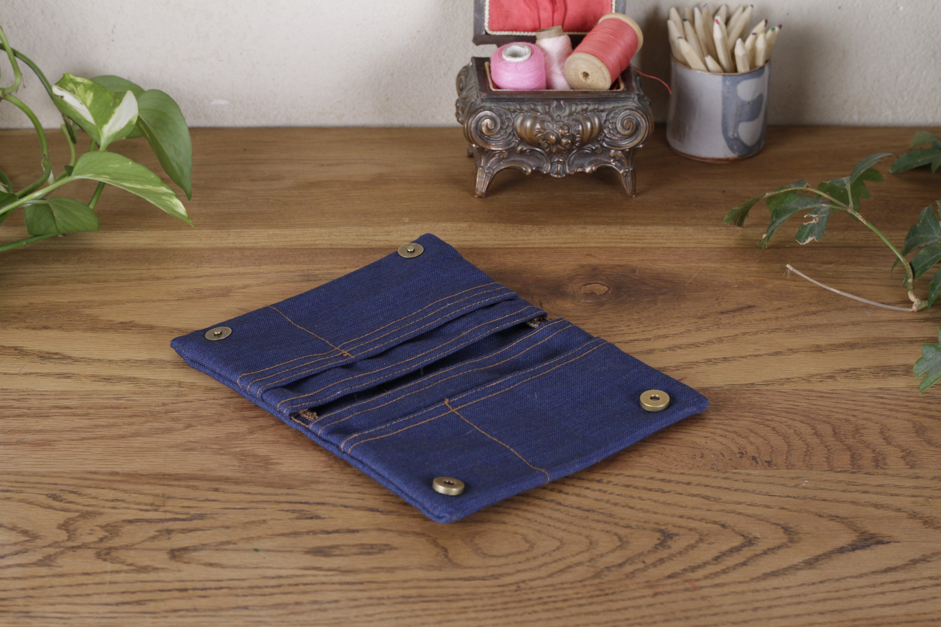 Blue Jeans Bifold Wallet Large Vegan Wallets Credit Cards | Etsy ...