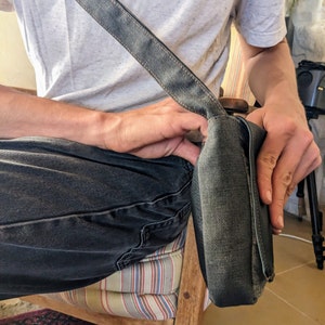 Petit sac messager en toile, sac bandoulière végétalien, sac bandoulière unisexe, sac à main noir pour homme, sac de jour pour homme