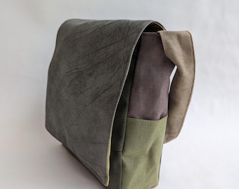 Green Vegan Messenger Bag, Casual Crossbody Bag