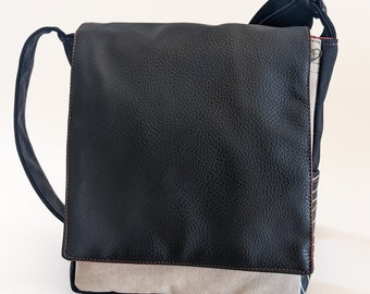 Kleine Grau Schwarze Umhängetasche, Vegane Schultertasche, Schwarze Crossbody Taschen Für Männer, Maßgeschneidert für Sie, Ipad Taschen