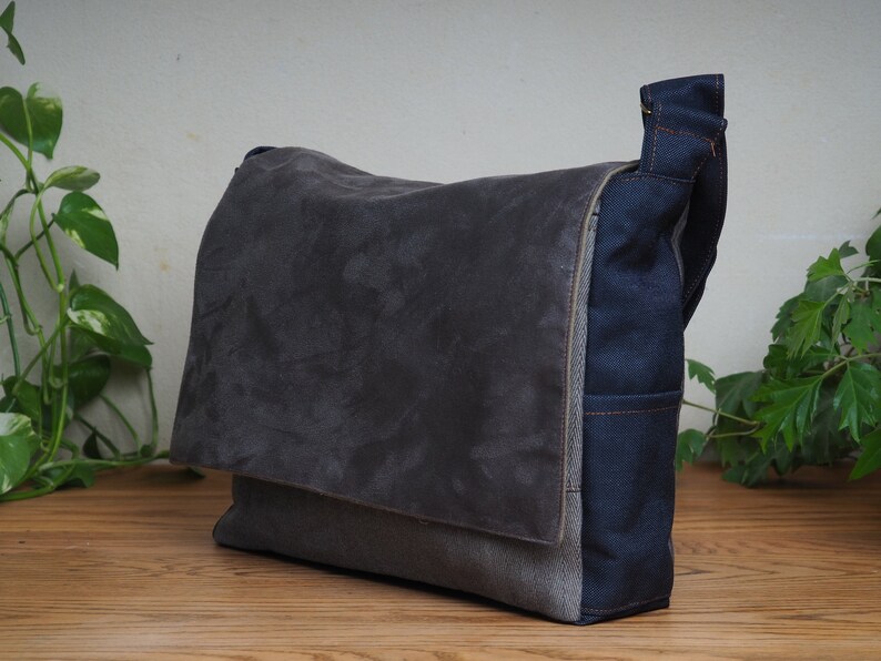 Grey Canvas Messenger Bag Hipster Messenger Bag Vegan Etsy