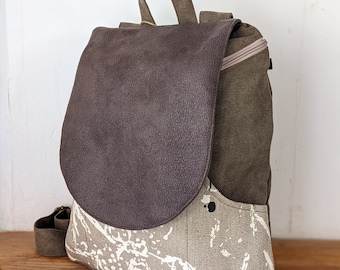 Mochila de lona vegana gris, bolso de viaje plegable