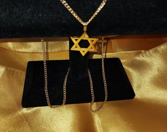 Gold Star of David Shield Pendant