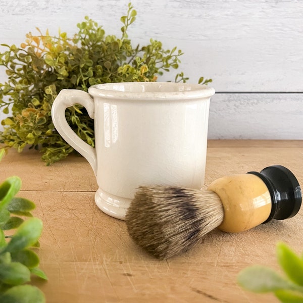 Ironstone shaving mug and brush