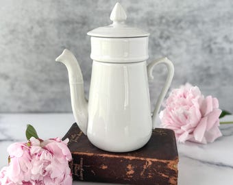 Vintage Pillivuyt & Cie French Drip Porcelain Coffee Pot – 4-Piece Single Serve Teapot
