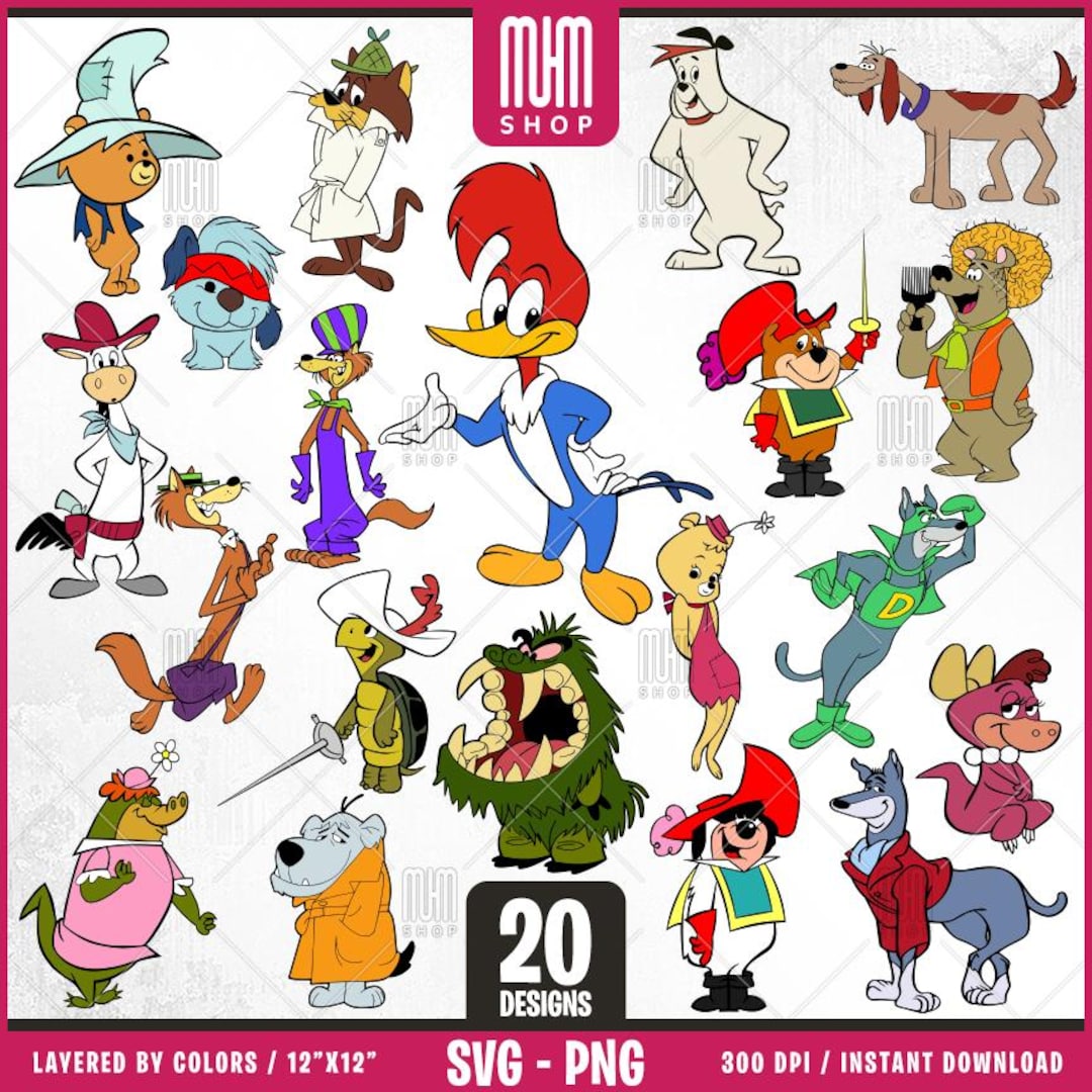 Retro Cartoon Characters - Animals Svg Png, 20 Designs Easy to Use, 70s,  80s, Layered Svg by Colors, Transparent Png, Cut Files for Cricut. - Etsy, image size:1080x1080