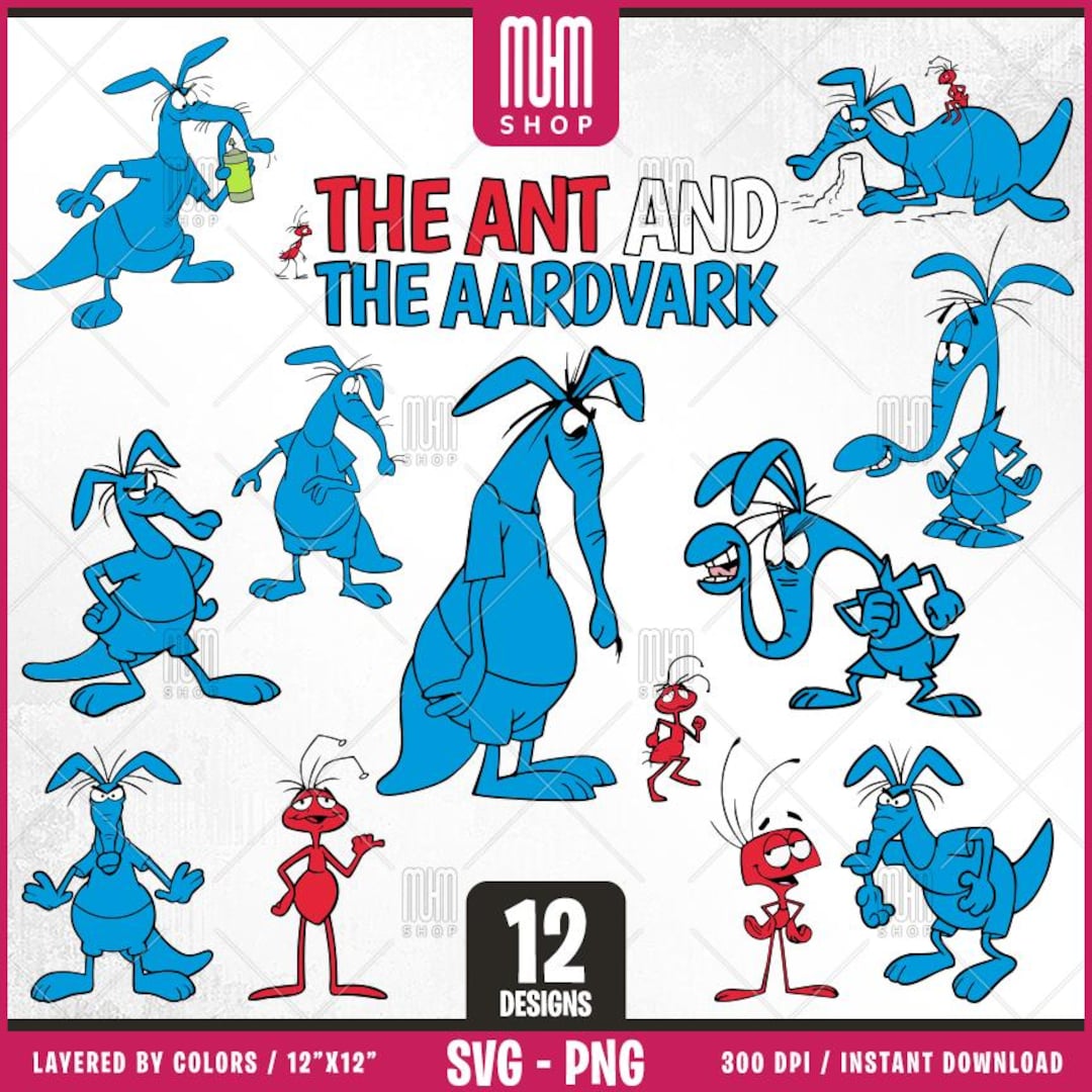 The Ant and the Aardvark Svg Png, 12 Designs Easy to Use, Cartoon  Characters, Layered Svg by Colors, Transparent Png, Cut Files for Cricut. -  Etsy, image size:1080x1080