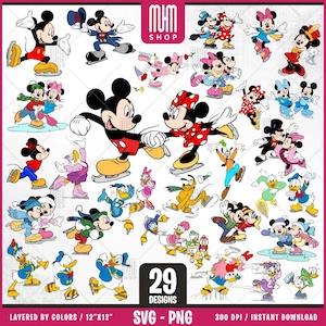 Mouse And Friends Skates Svg, 29 Designs Easy to use, Cartoon Characters, Layered Svg by colors, Transparent Png, Easy cut files for Cricut.
