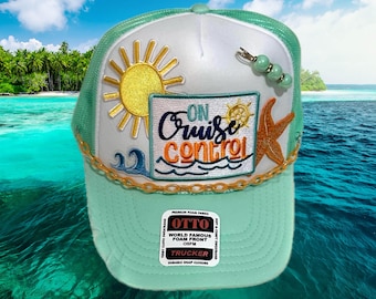 On Cruise Control Trucker Hat! With hat chain and pin!