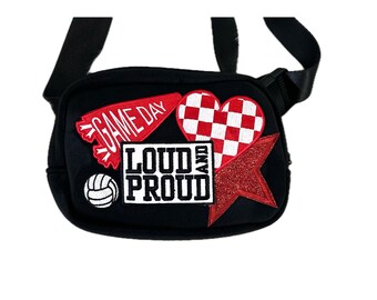 Volleyball,basketball,football or soccer.  Red Game Day Belt Bag!