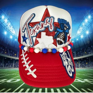 Texans Game Day Trucker Hat: Bling Football Hat Chain