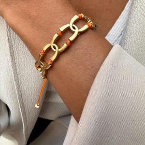 14K gold plated bronze bracelet,handcrafted bracelet,bronze jewelry,chain bracelet,large bracelet,daity bracelet,chain jewelry,rope bracelet
