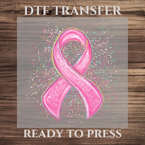 Breast Cancer Awareness DTF Transfer, Support Hope Fight Cure Shirt Design Ready To Press, Breast Cancer Design with Pink Glitter Effect