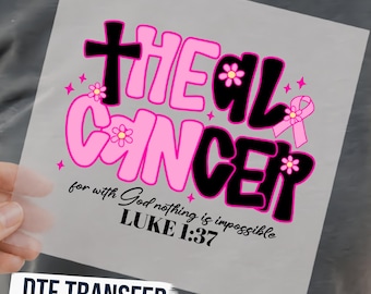 Breast Cancer Awareness DTF Transfer, Pink Ribbon Support Design Ready To Press