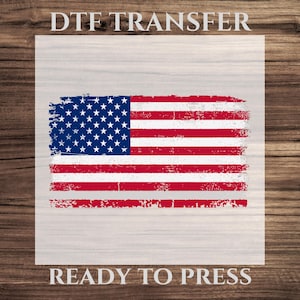 Patriotic American DTF Transfer, Retro American Flag Ready To Press, Distressed USA Flag Design Heat Transfer, Independence American Decal