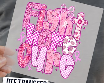 Fight Hope Cure DTF Transfer, Breast Cancer Awareness Shirt Print, Cancer Awareness Pink Ribbon Design Ready To Press