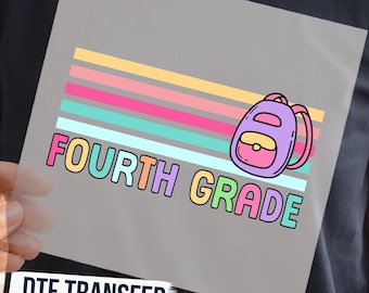 Neon Fourth Grade DTF Transfer, 4th Grade Back to School Iron On Transfer, Ready to Press