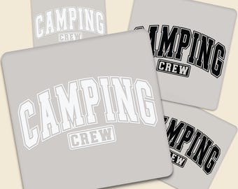 Camping DTF Transfer, Optional Camping Crew Design Ready To Press, White and Black Camping Crew Iron On Transfer, Camping Crew Shirt Decal