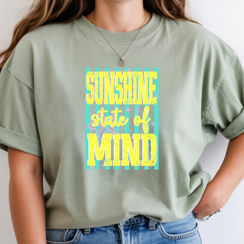 Sunshine State of Mind DTF Transfer, Neon Tropical Beach Shirt Decal (Ready to Press) Bild 4