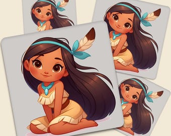 Disney Princess Pocahontas DTF Transfer, Cute Indian Princess Pocahontas Ready To Press, Princess DTF
