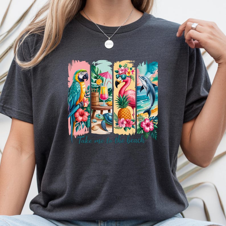 Tropical Summer DTF Ready to Press, Take Me To The Beach Shirt Transfer image 8