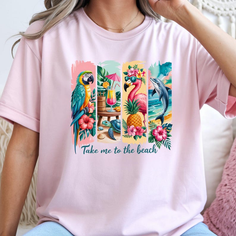 Tropical Summer DTF Ready to Press, Take Me To The Beach Shirt Transfer image 3