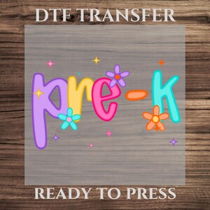 Transfert DTF pour professeur de maternelle, jolie fleur préscolaire prête à être imprimée, décalcomanie pour chemise d&#39;élève de la rentrée, presse à chaud premier jour d&#39;école