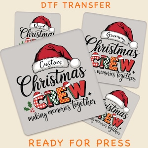 Custom Christmas Crew DTF Transfer, Personalized Family Holiday Shirt Print, Matching Christmas Pajama Design Ready To Press