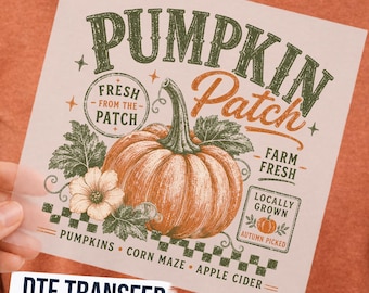 Retro Pumpkin Patch DTF Transfer Ready to Press, Fall Shirt Design, Iron On Transfer