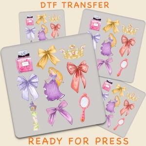 Rapunzel Coquette Bow Watercolor DTF Transfer Ready To Press, Disney Princess Rapunzel Iron On Transfer