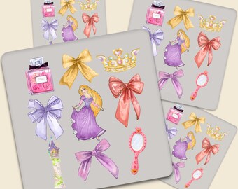 Rapunzel Coquette Bow Watercolor DTF Transfer Ready To Press, Disney Princess Rapunzel Iron On Transfer