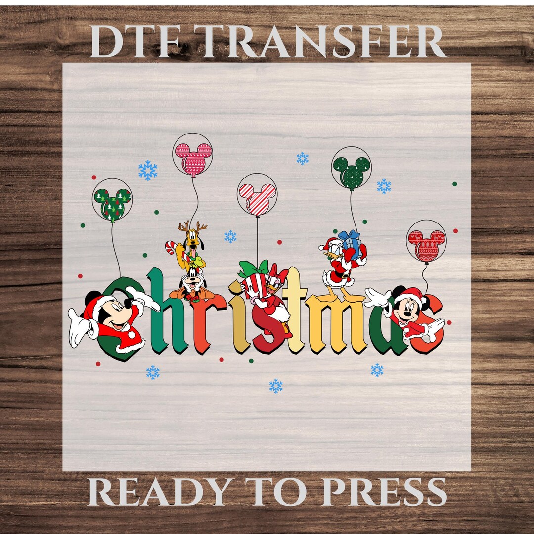 Christmas Mickey Head Balloons DTF Transfer, Disney Characters ...