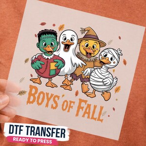 Boys of Fall Halloween Duck DTF Transfer, Duck Family Halloween Design Ready To Press, Boys of Fall Pumpkin Autumn Duck Decal, Halloween DTF