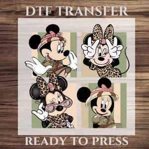 Disney Minnie Safari Adventure Design DTF, Leopard Print and Safari Outfit Design Ready For Press, Minnie Safari Look Decals, Minnie Wild