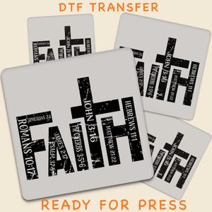 Faith Cross DTF Transfer, Christian Religious Design Ready To Press, Bible Verse Shirt Print